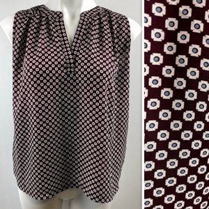 LOFT Geometric Daisy Sleeveless Shell Blouse